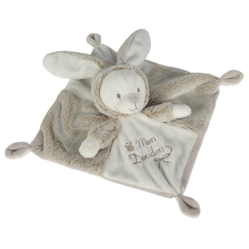  laline nature mon baby comforter rabbit bear white grey 